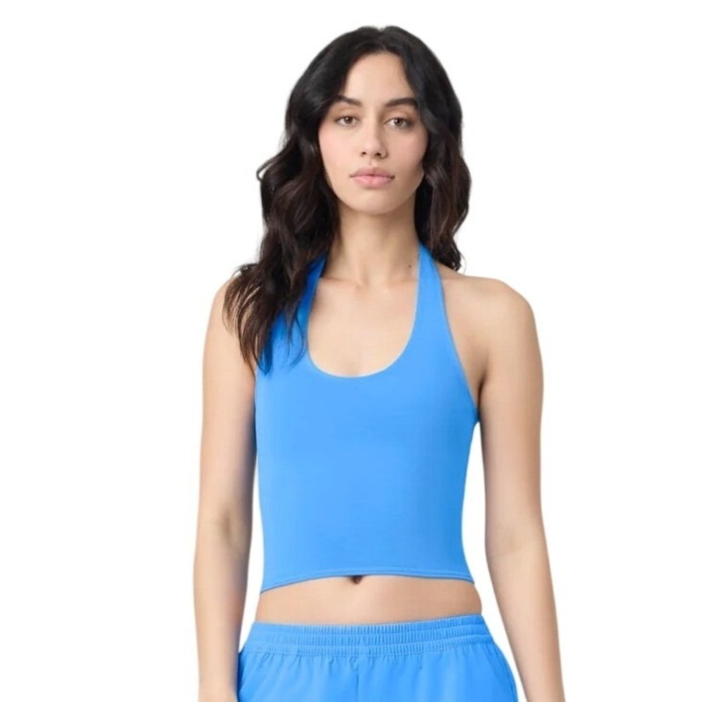 Florence by Mills Blue Halter Neck Crop Top Activewear Small NWT